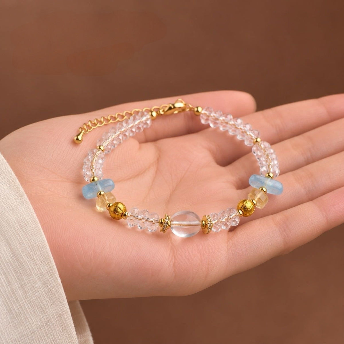 Aquamarine Clear Quartz Harmony Bracelet