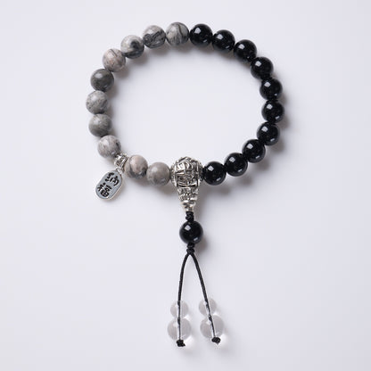 Black Agate Map Stone Couple Bracelet