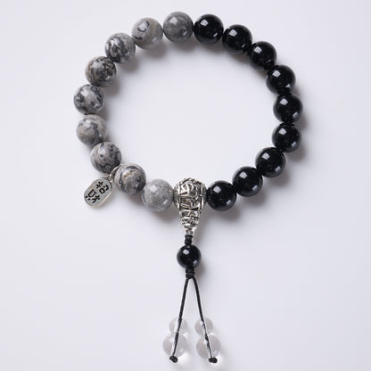 Black Agate Map Stone Couple Bracelet