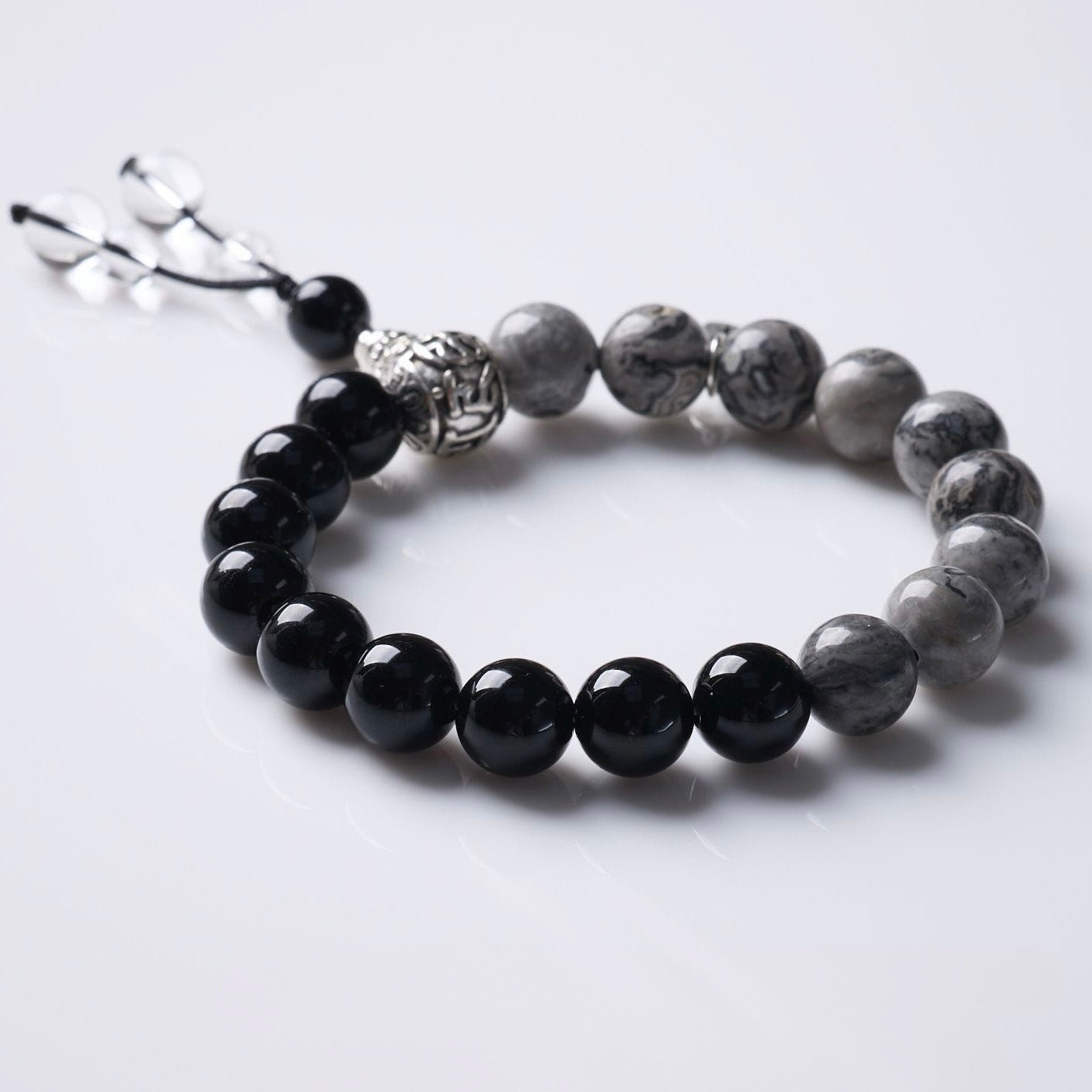 Black Agate Map Stone Couple Bracelet
