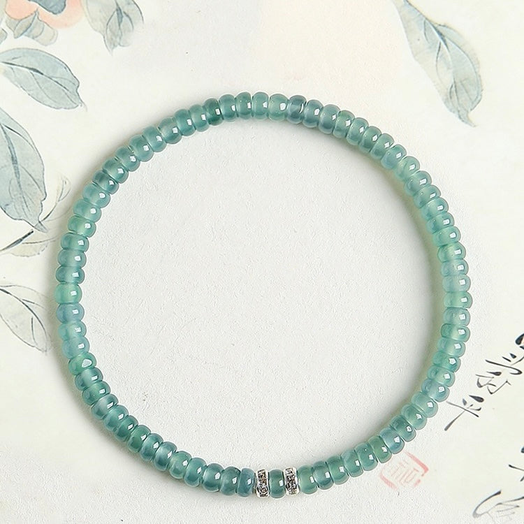 Blue Jade Flat Bead Bracelet