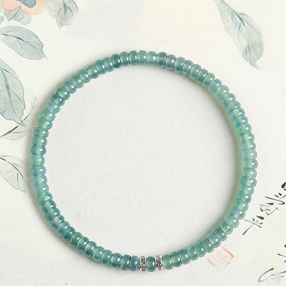 Blue Jade Flat Bead Bracelet