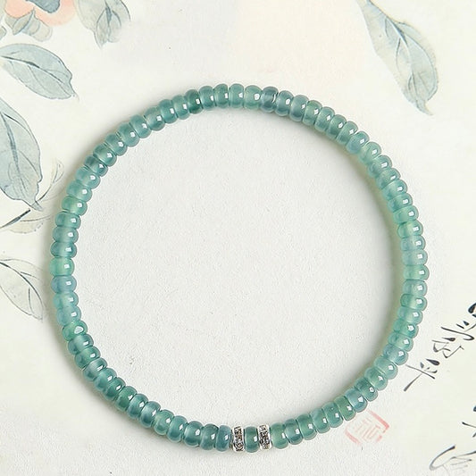 Blue Jade Flat Bead Bracelet