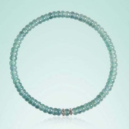 Blue Jade Flat Bead Bracelet