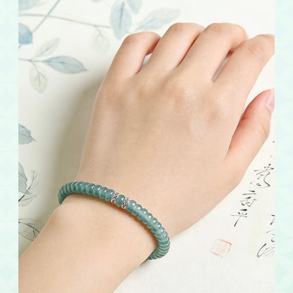 Blue Jade Flat Bead Bracelet