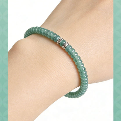 Blue Jade Flat Bead Bracelet