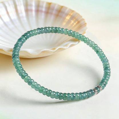 Blue Jade Flat Bead Bracelet