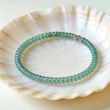 Blue Jade Flat Bead Bracelet