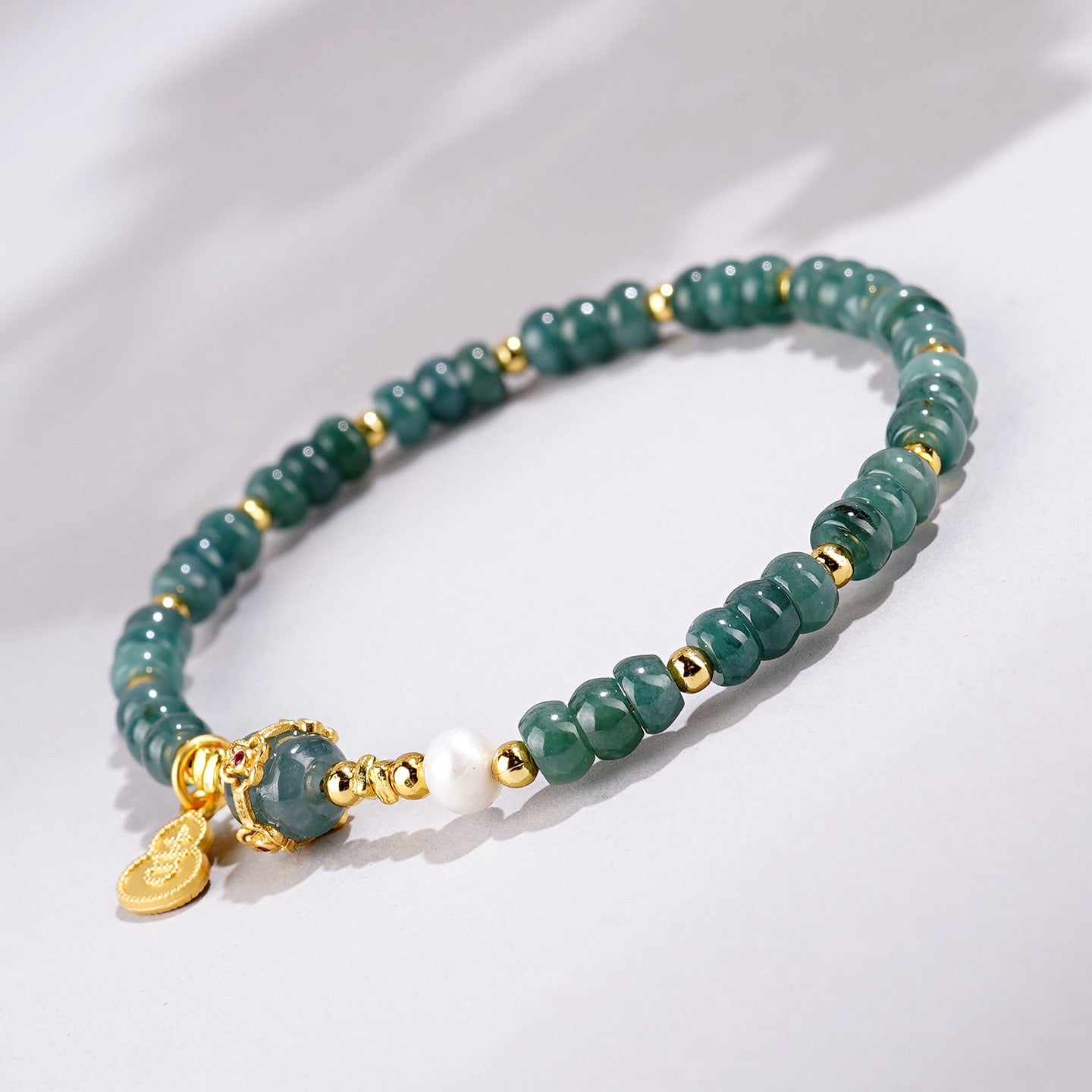 Blue Jade Fortune Pearl Bracelet