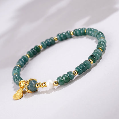 Blue Jade Fortune Pearl Bracelet