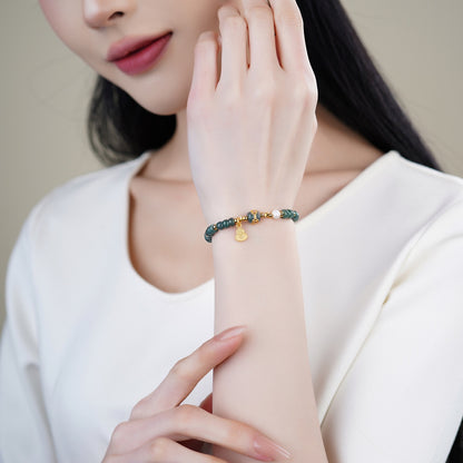Blue Jade Fortune Pearl Bracelet