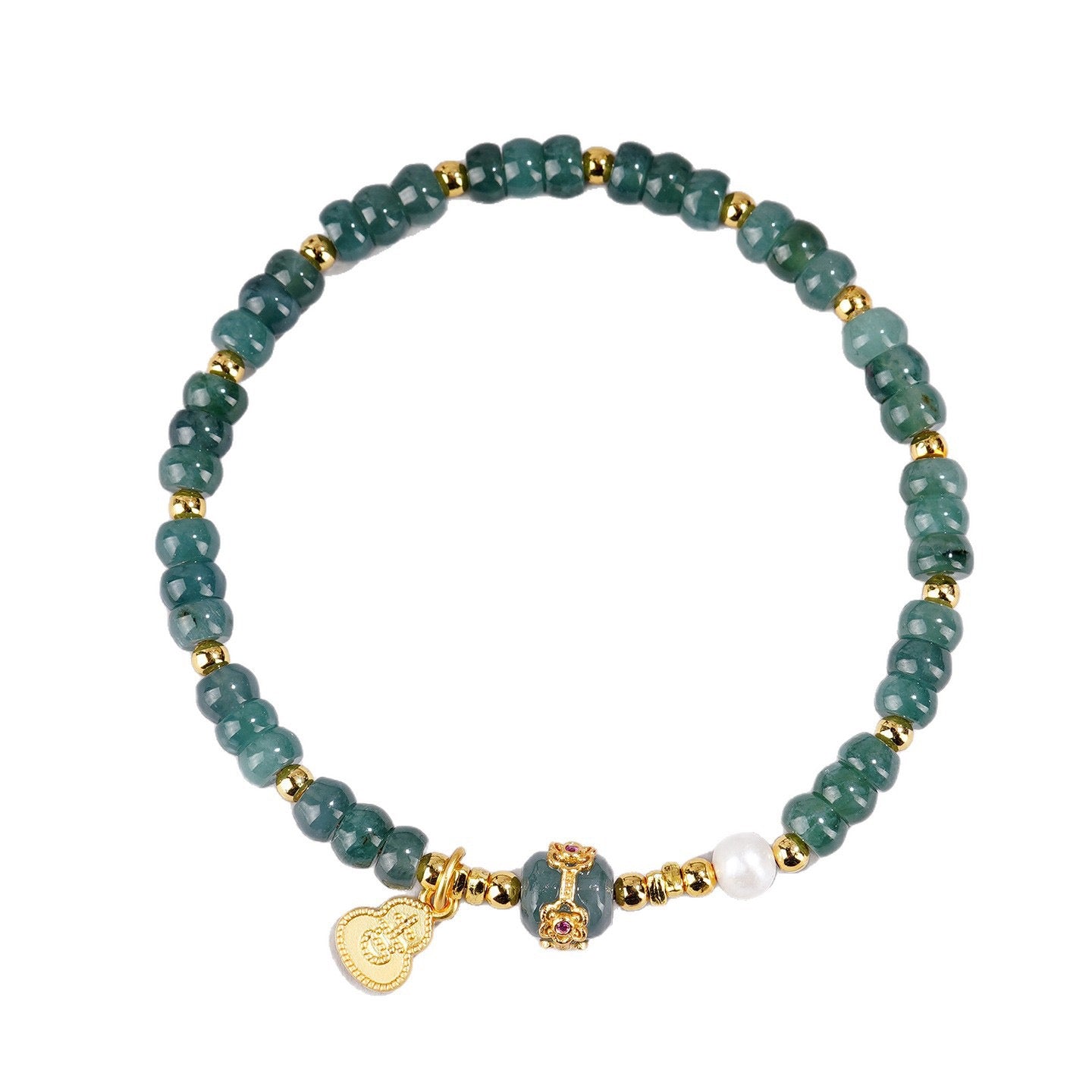 Blue Jade Fortune Pearl Bracelet