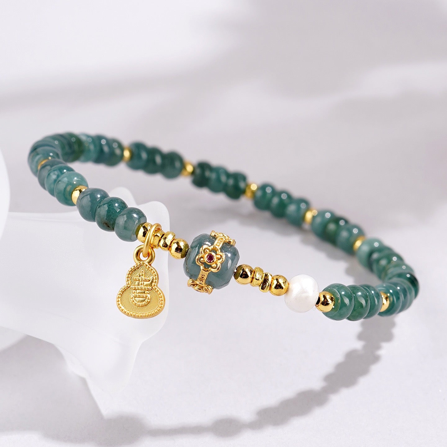 Blue Jade Fortune Pearl Bracelet
