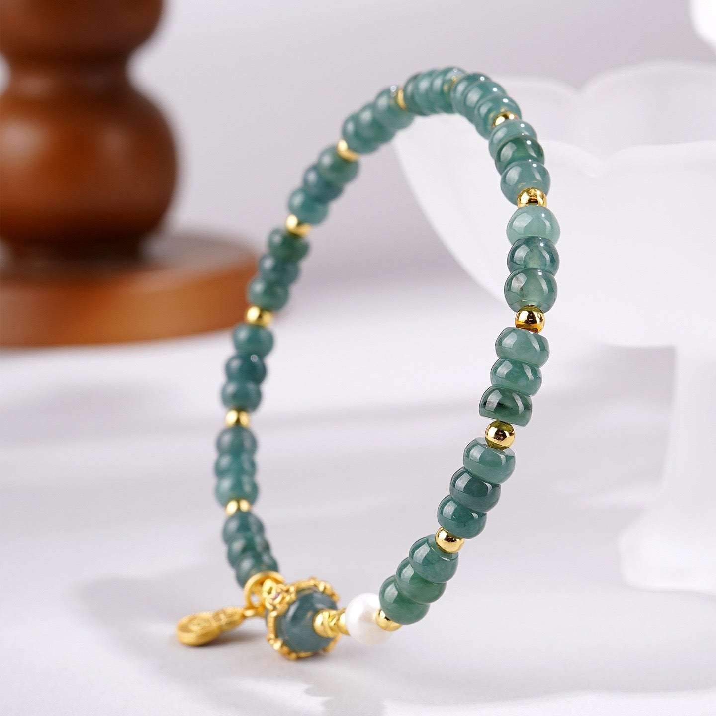 Blue Jade Fortune Pearl Bracelet