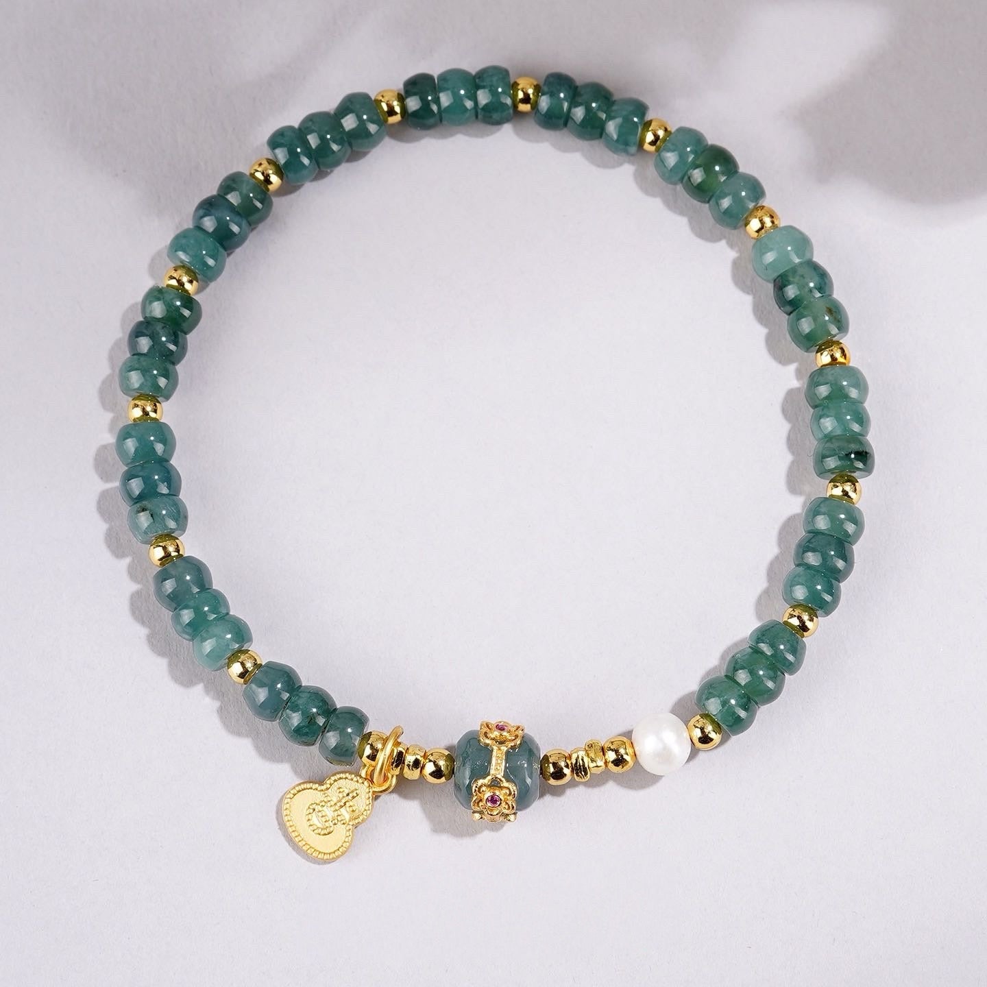 Blue Jade Fortune Pearl Bracelet