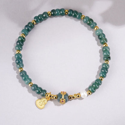Blue Jade Fortune Pearl Bracelet
