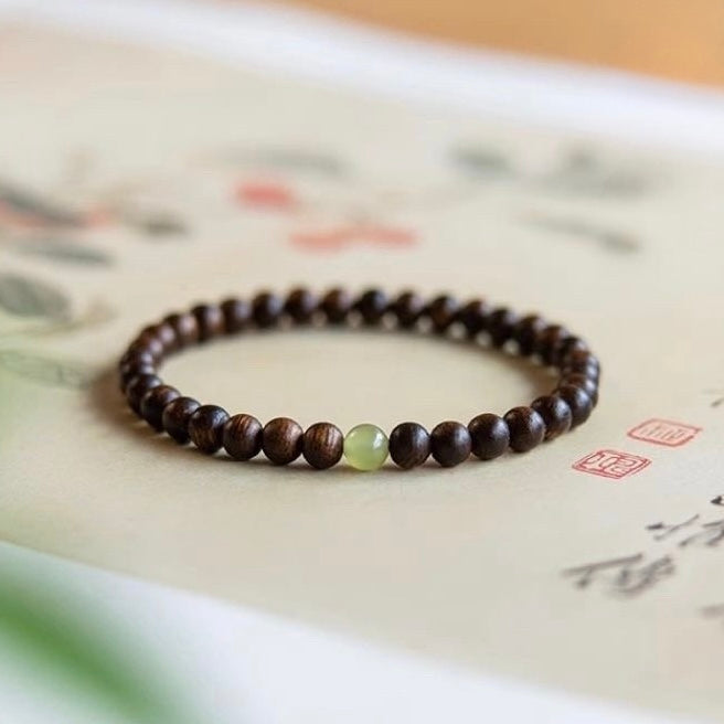 Brunei Agarwood Hetian Jade Bracelet
