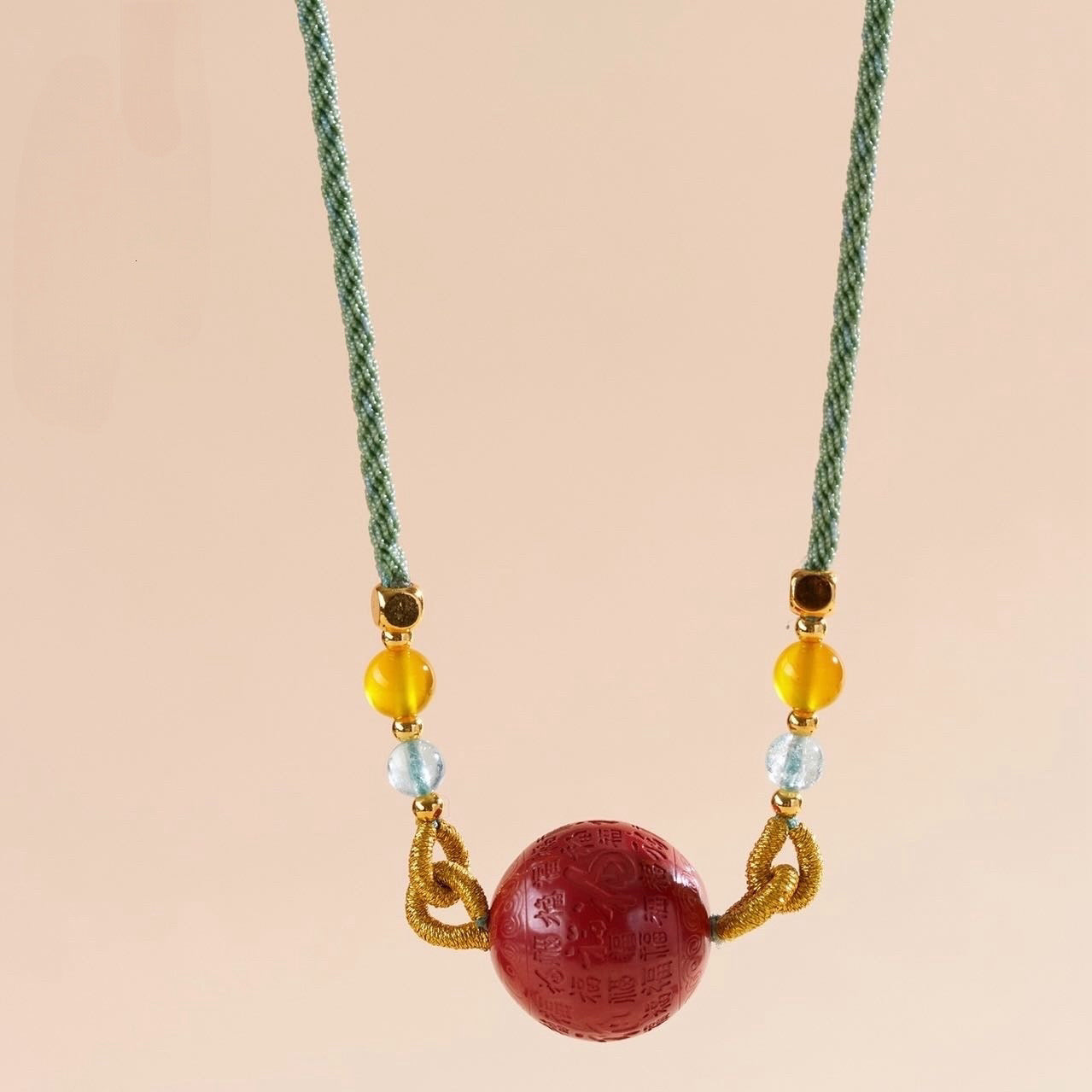 Cinnabar Fu Fortune Necklace