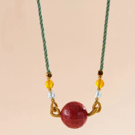 Cinnabar Fu Fortune Necklace