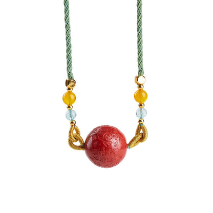 Cinnabar Fu Fortune Necklace