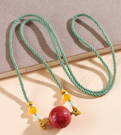 Cinnabar Fu Fortune Necklace