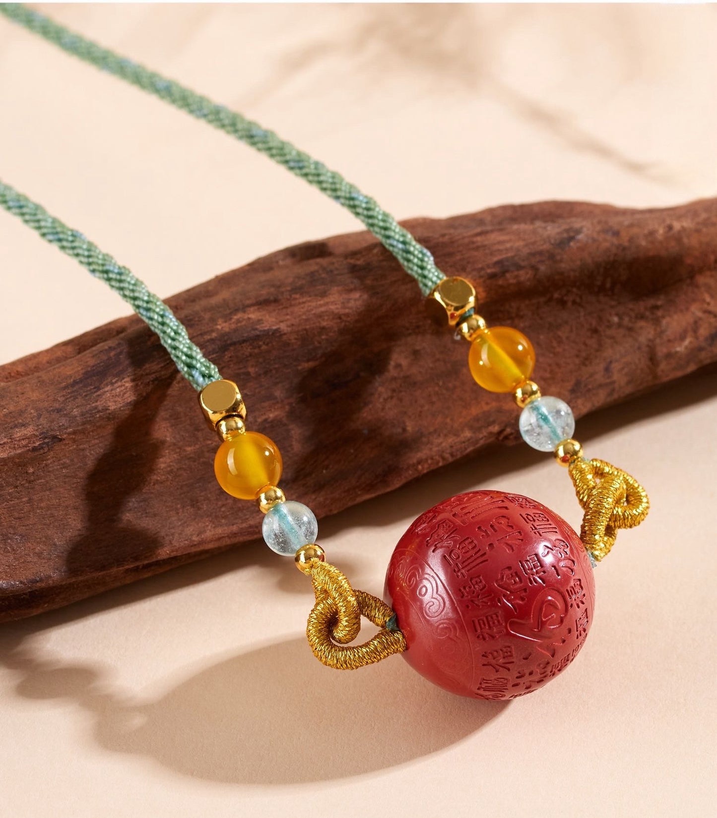 Cinnabar Fu Fortune Necklace