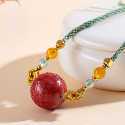 Cinnabar Fu Fortune Necklace