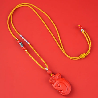 Cinnabar Goat Zodiac Fortune Guardian Necklace