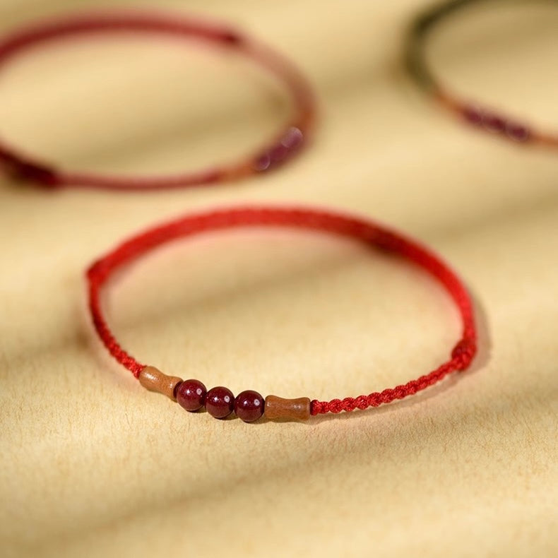 Cinnabar Peach Wood Bamboo Bracelet