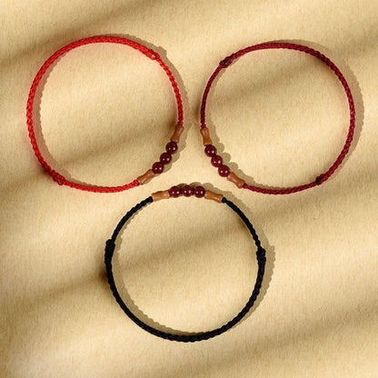 Cinnabar Peach Wood Bamboo Bracelet