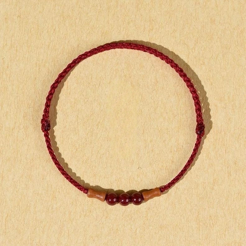 Cinnabar Peach Wood Bamboo Bracelet