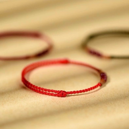 Cinnabar Peach Wood Bamboo Bracelet
