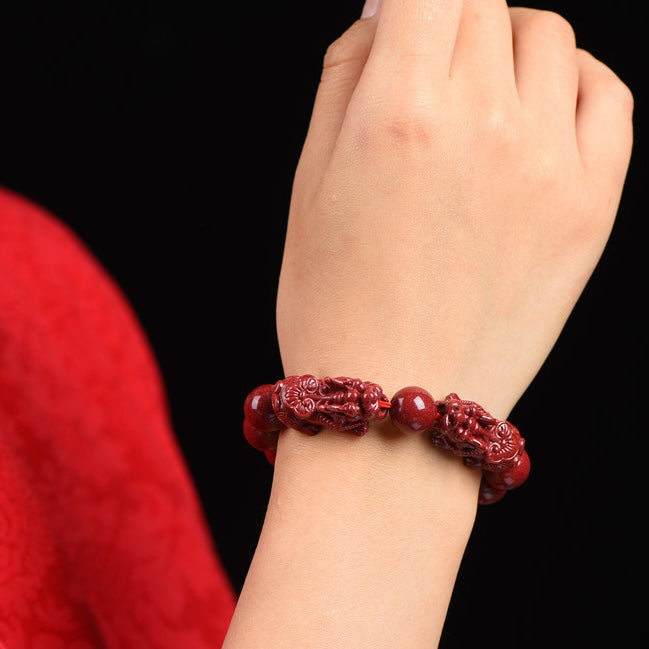 Cinnabar Pixiu Blessing Bead Bracelet