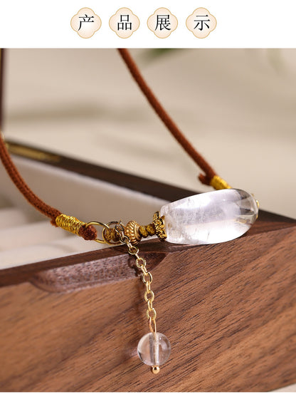 Clear Quartz Crescent Pendant Necklace