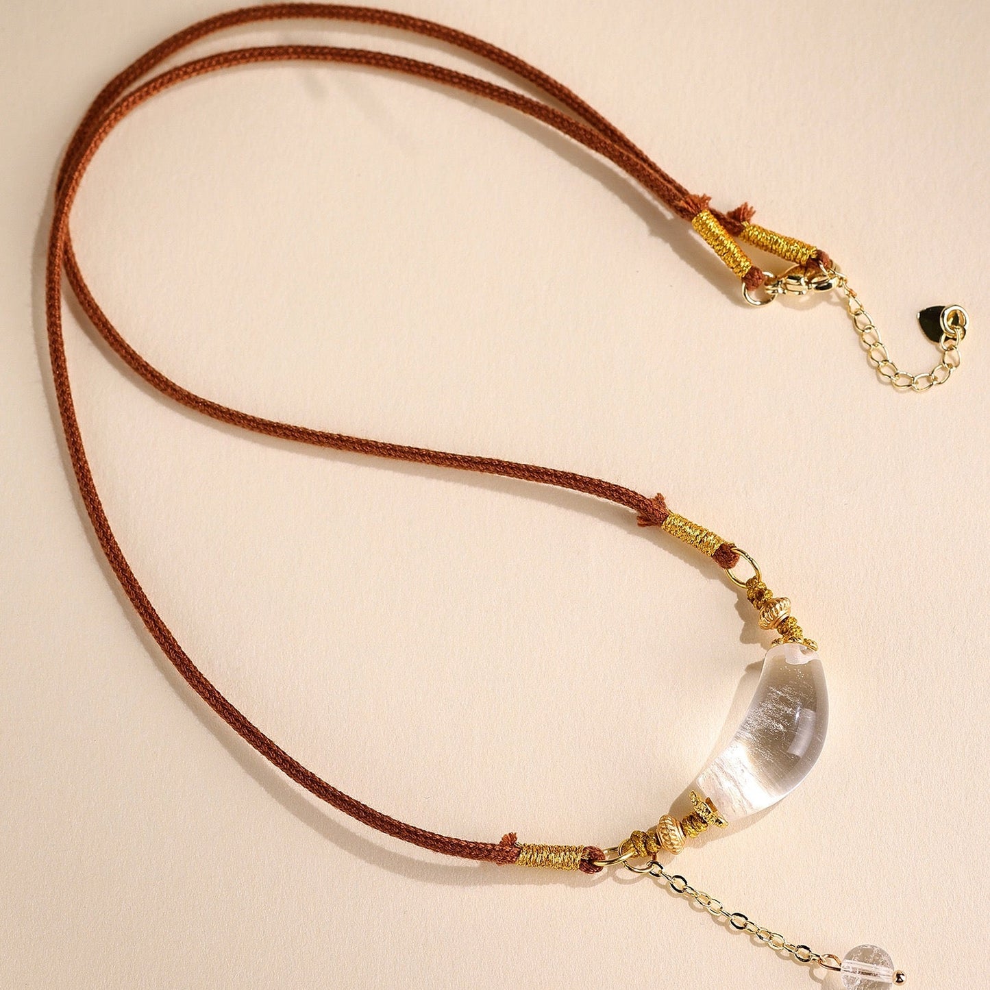 Clear Quartz Crescent Pendant Necklace