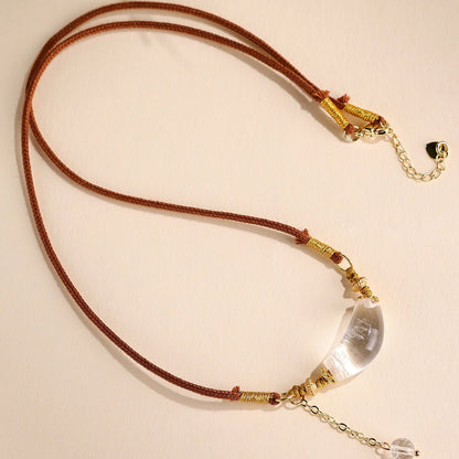 Clear Quartz Crescent Pendant Necklace