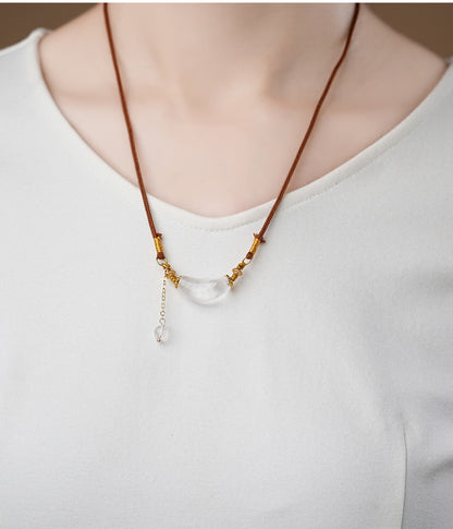 Clear Quartz Crescent Pendant Necklace