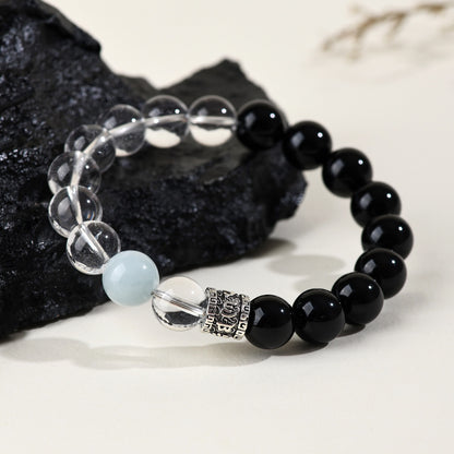 Clear Quartz Obsidian Balance Bracelet