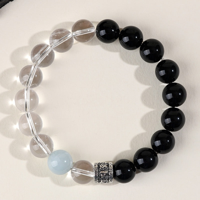Clear Quartz Obsidian Balance Bracelet