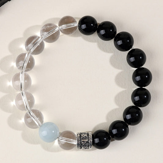 Clear Quartz Obsidian Balance Bracelet