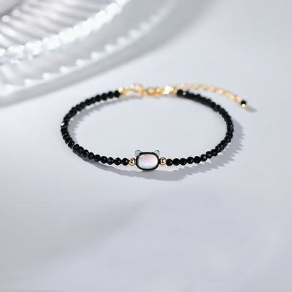 Crystal Cat Charm Adjustable Healing Bracelet