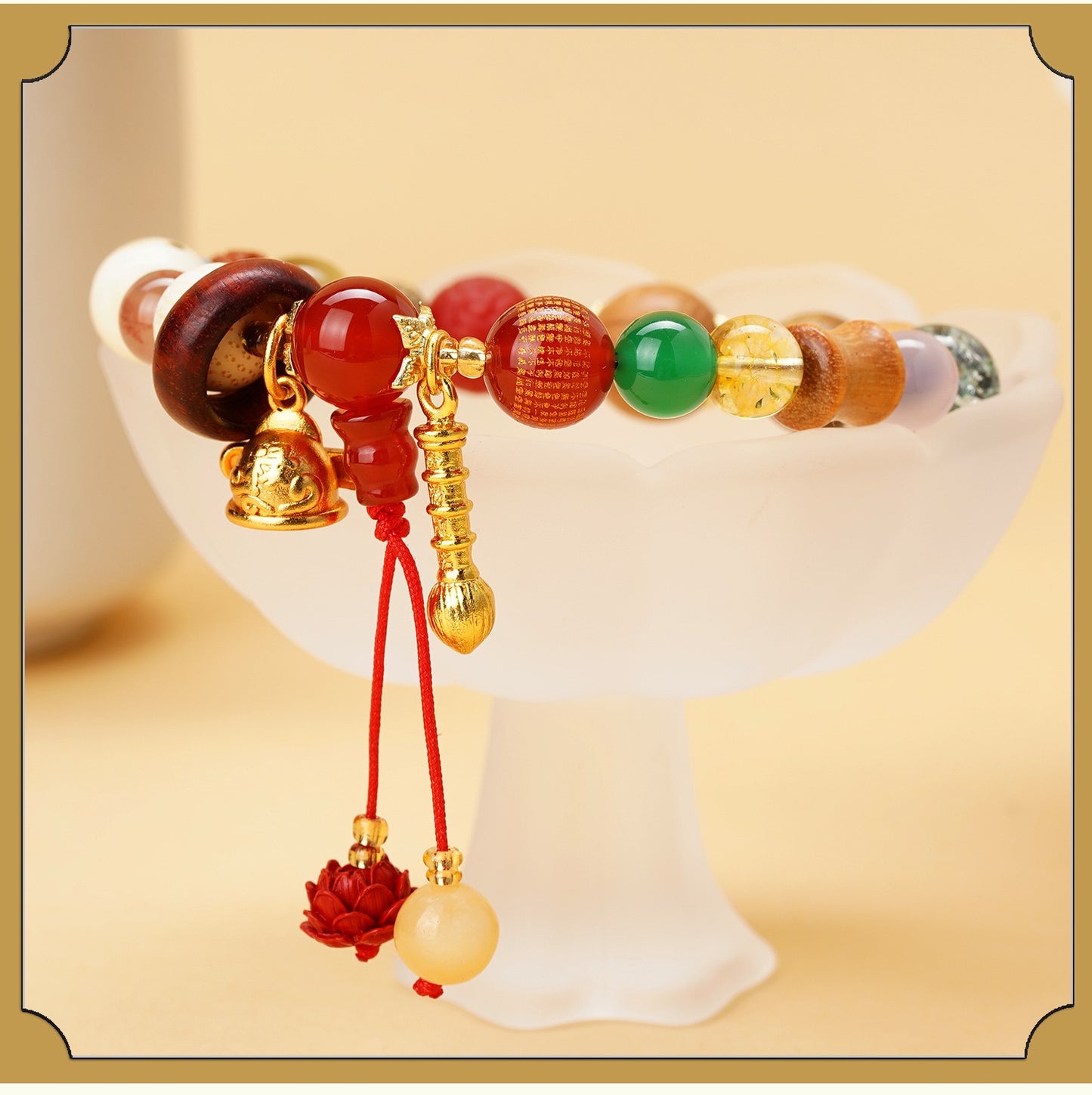 Fortune & Karma Eighteen Treasures Scholar Blessing Bracelet
