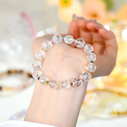 Faceted Clear Quartz Tourmaline Bracelet