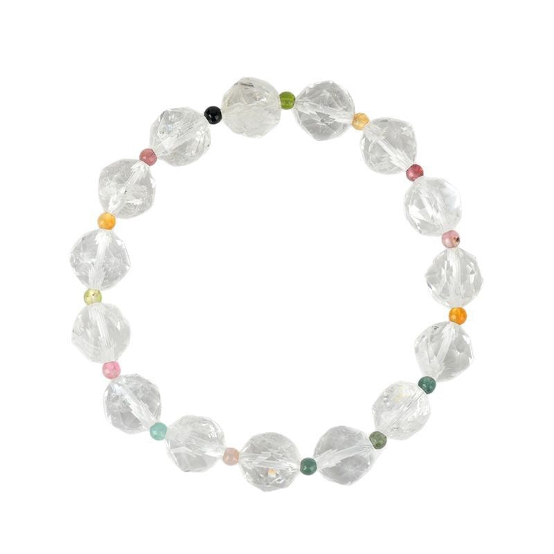 Faceted Clear Quartz Tourmaline Bracelet