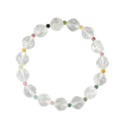 Faceted Clear Quartz Tourmaline Bracelet