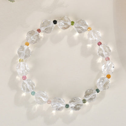 Faceted Clear Quartz Tourmaline Bracelet
