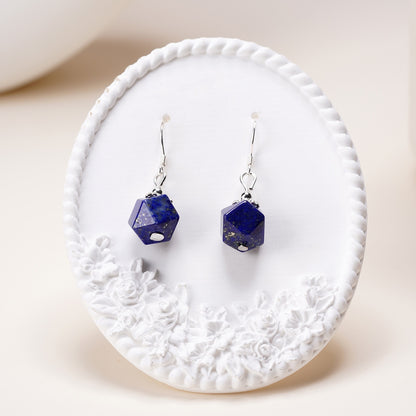 Faceted Lapis Wisdom Silver Earrings