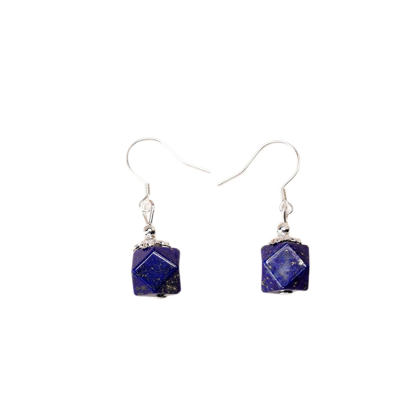 Faceted Lapis Wisdom Silver Earrings