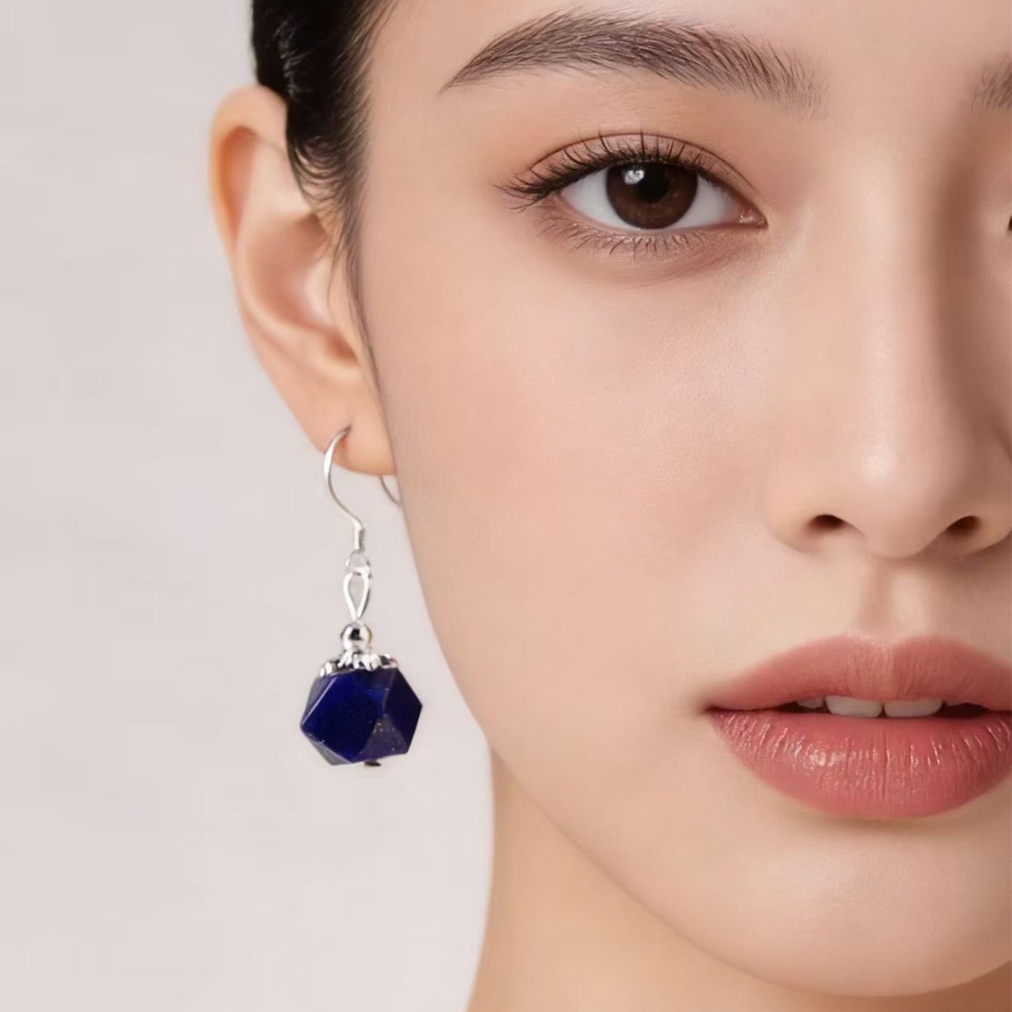 Faceted Lapis Wisdom Silver Earrings