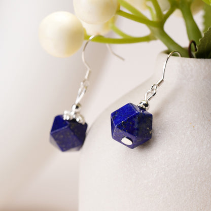 Faceted Lapis Wisdom Silver Earrings
